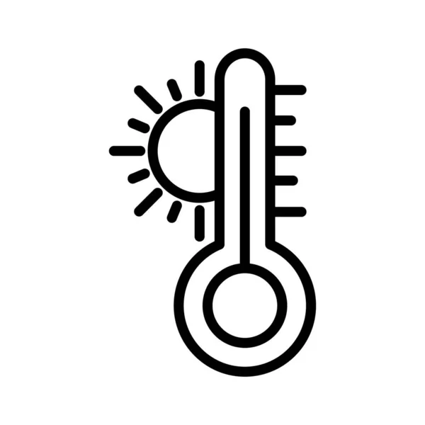 Thermometer Temperatur Sonne Sommer Voll Editierbares Vektorsymbol — Stockvektor