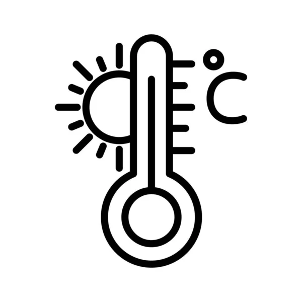Celsius Temperature Termometer Sun Fully Editable Vector Icon — Stock Vector