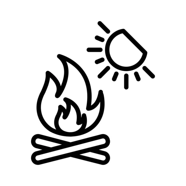 Ogień Podgrzewany Słońce Temperatura Pełni Edytowalna Ikona Wektora — Wektor stockowy