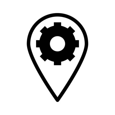 Cogwheel ve pin Yarım Glyph biçim vektör simgesi kolaylıkla değiştirebilir ya da düzenleyebilir