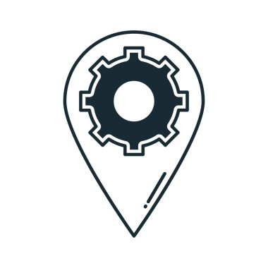 Cogwheel ve pin Yarım Glyph vektör simgesi kolaylıkla düzenleyebilir