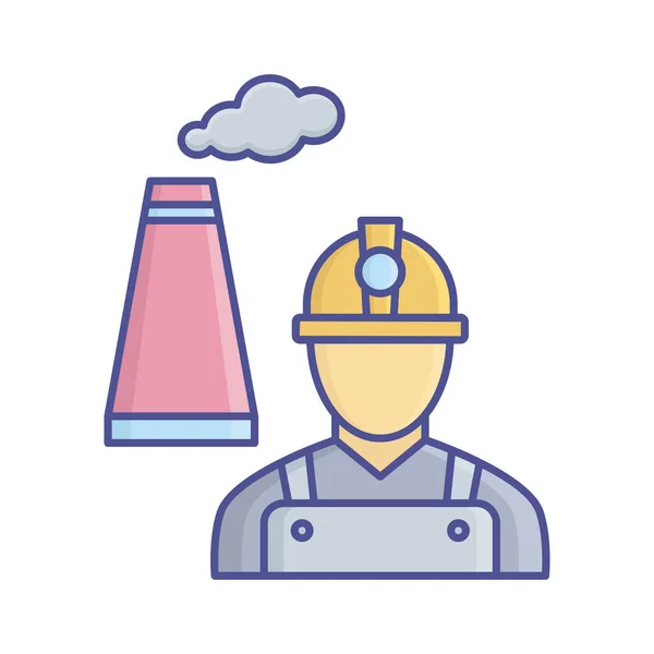 Factory Worker Fill Vector Icon Which Can Easily Modify Edit — Stock Vector