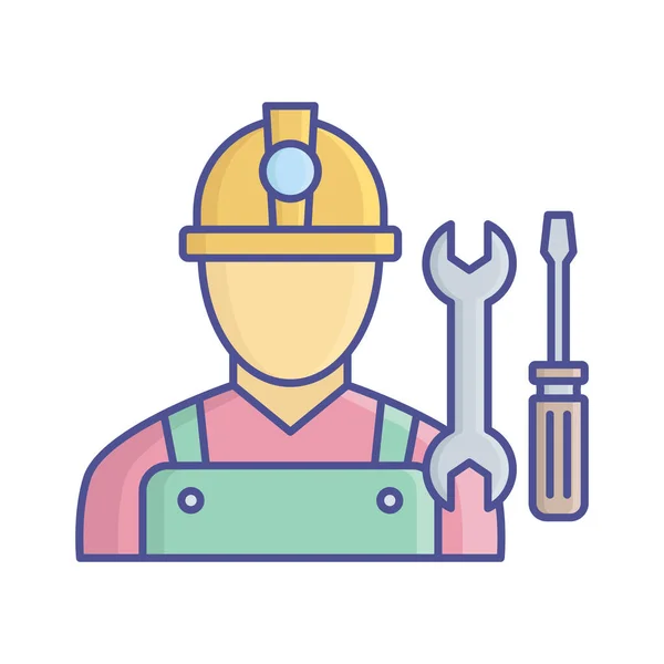 Construction Worker Fill Vector Icon Which Can Easily Modify Edit — Stock Vector