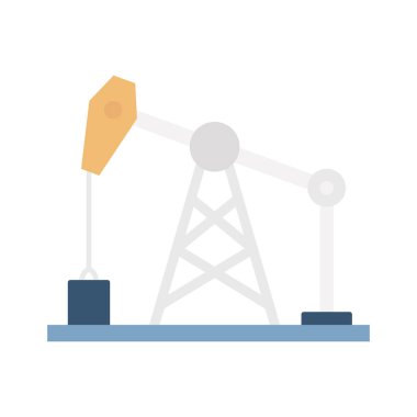 Petrol sondaj makinesi Düz Vektör Simgesi Kolayca düzenleyebilen