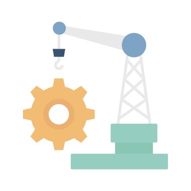 Cogwheel kaldırıcı Düz Vektör Simgesi Kolayca düzenleyebilen