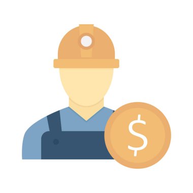 İşçi kolayca düzenleyebilen Düz Vektör Simgesini yükler