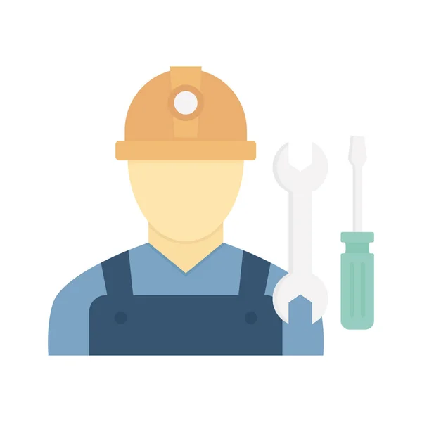 Construction Worker Flat Vector Icon Which Can Easily Modify Edit — Stock Vector