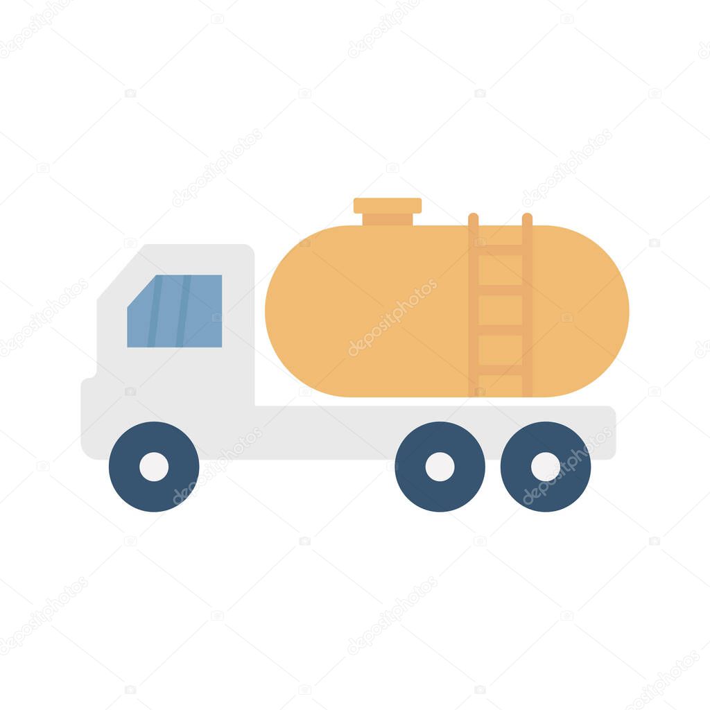 Fuel truck Flat Vector Icon which can easily modify or edit