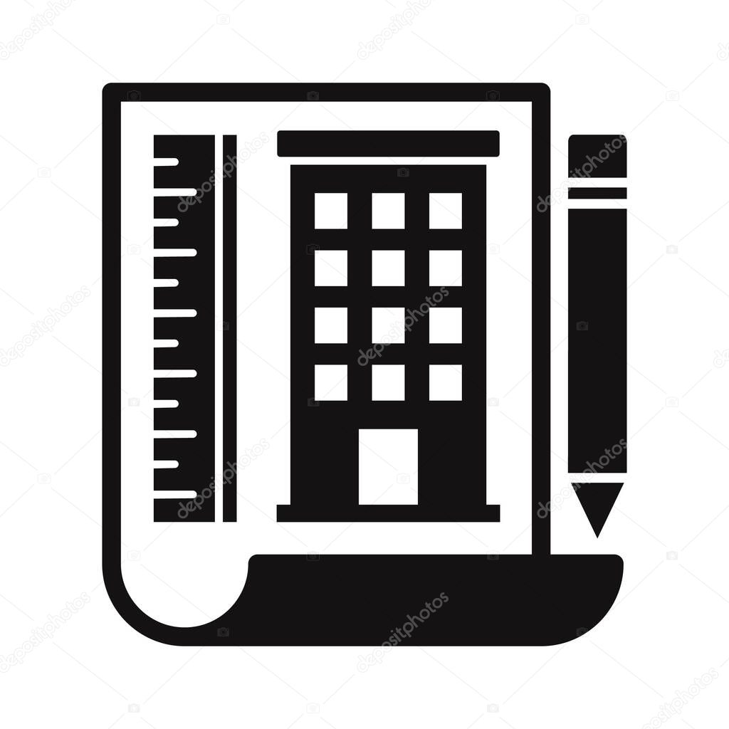 Architect paper Glyph Vector Icon which can easily modify or edit