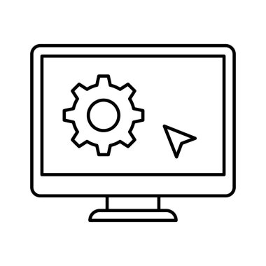 Ekrandaki çark izole edilmiş vektör simgesi, herhangi bir biçim veya biçimi kolayca değiştirebilir ya da düzenleyebilir