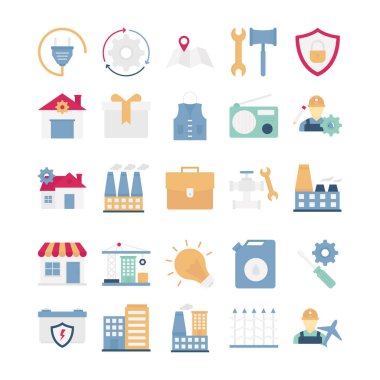 Endüstriyel ve Yapılandırılmış Vektör simgeleri her bir simge kolayca değiştirilebilir veya düzenlenebilir