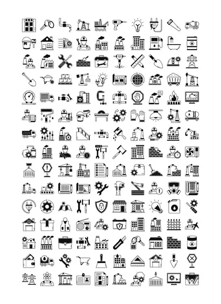 Isolierte Vektorsymbole Für Industrie Und Bauwesen Setzen Dass Jedes Einzelne — Stockvektor