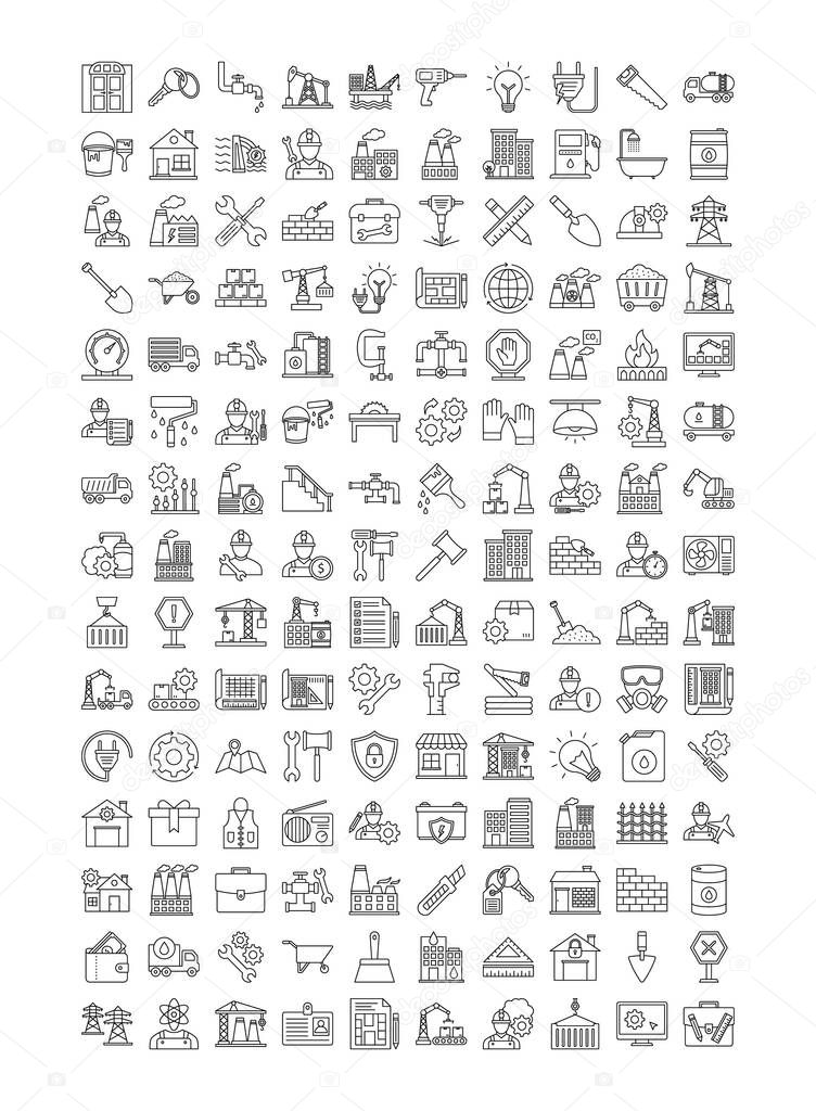 Industrial and Construction Isolated Vector icons set every single icon can be easily modified or edit