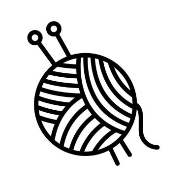 Yün yumağı, örgü, iğne, iplik yumağı tamamen düzenlenebilir vektör simgesi