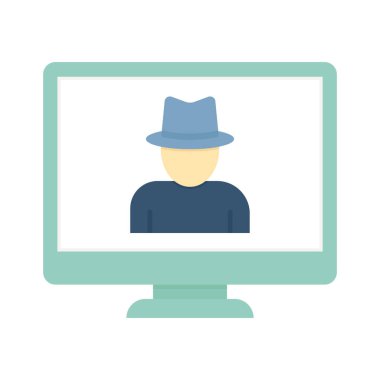 Bilgisayar korsanı Düz vektör simgesi Kolayca değiştirebilir veya düzenleyebilir