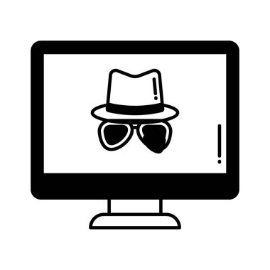 Bilgisayar korsanı Yarı Glyph vektör simgesi. Kolayca değiştirebilir ya da düzenleyebilir.