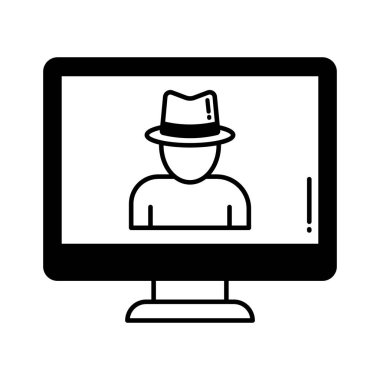 Bilgisayar korsanı Yarı Glyph vektör simgesi. Kolayca değiştirebilir ya da düzenleyebilir.