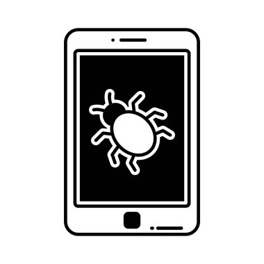 Kolayca değiştirebilen veya düzenleyebilen kötü amaçlı mobil yazılım yarı Glyph vektör simgesi