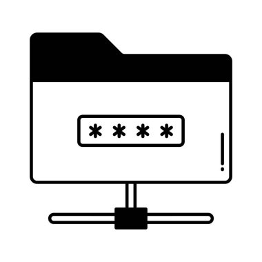 Veri koruması Kolayca düzenleyebilen ve düzenleyebilen Yarı Glyph vektör simgesi