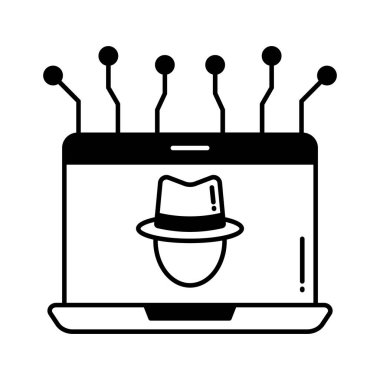 Kolayca değiştirebilen ya da düzenleyebilen siber suçlu Yarı Glyph vektör simgesi