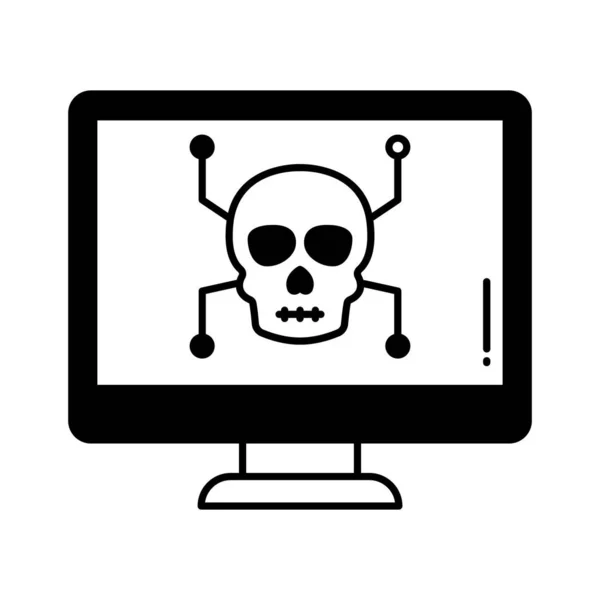 Computer Hacken Half Glyph Vector Pictogram Dat Gemakkelijk Kan Wijzigen — Stockvector