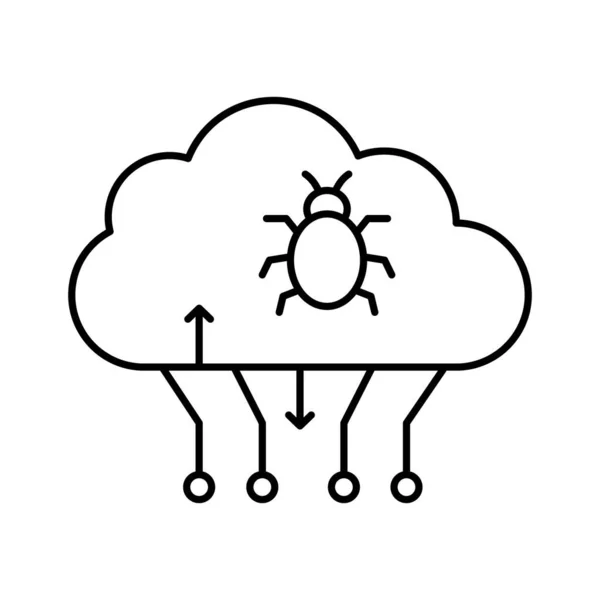 Ikona Wektora Linii Cloud Malware Która Może Łatwo Modyfikować Lub — Wektor stockowy