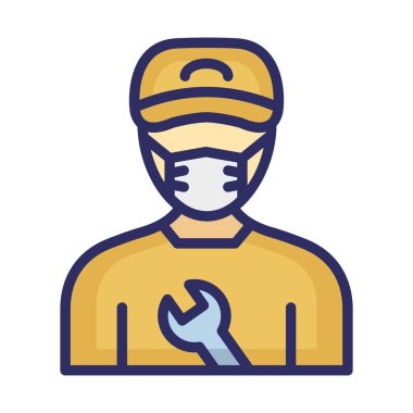 Tamirci maskeli Vektör Simgesi Kolayca değiştirilebilir veya düzenlenebilir