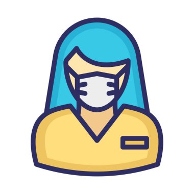 Kolayca düzenleyebilen ve düzenleyebilen maske vektörü simgesi takan resepsiyonist