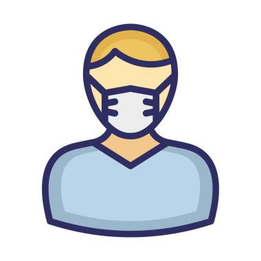 Genç Çocuk Maskeli Vektör Simgesi Kolayca değiştirebilir ya da düzenleyebilir