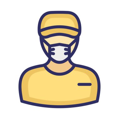 Teslimatçı Çocuk Maskeli Vektör Simgesi Kolayca değiştirebilir ya da düzenleyebilir