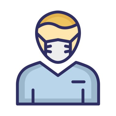 Genç Adam Maskeli Vektör Simgesi Kolayca değiştirebilir ya da düzenleyebilir