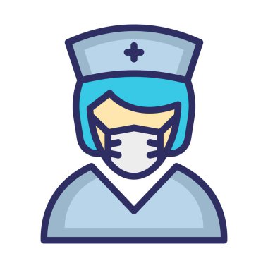 Hemşire Maskeli Vektör Simgesi Kolayca düzenleyebilen