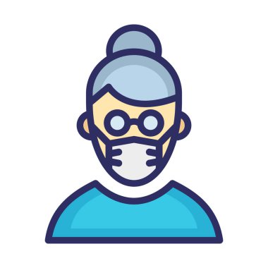 Genç Kız Maskeli Vektör Simgesi Kolayca değiştirilebilir veya düzenlenebilir