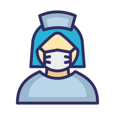 Hemşire Maskeli Vektör Simgesi Kolayca düzenleyebilen