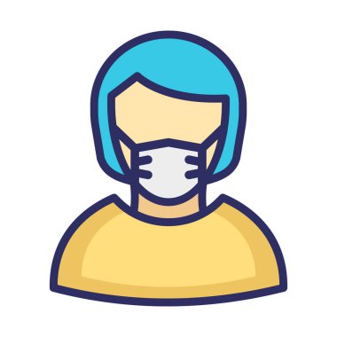 Kolayca düzenleyebilen ve düzenleyebilen Maske Vektör Simgesi Giyen Hizmetçi