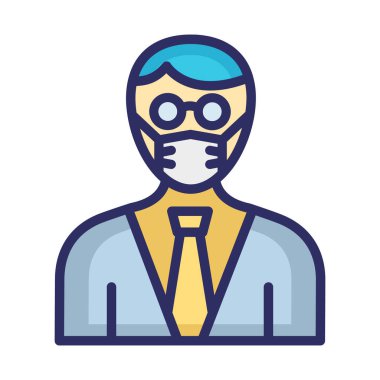 İş Kişisi Maskeli Vektör Simgesi Kolayca değiştirebilen veya düzenleyebilen