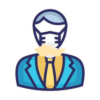 İş Kişisi Maskeli Vektör Simgesi Kolayca değiştirebilen veya düzenleyebilen