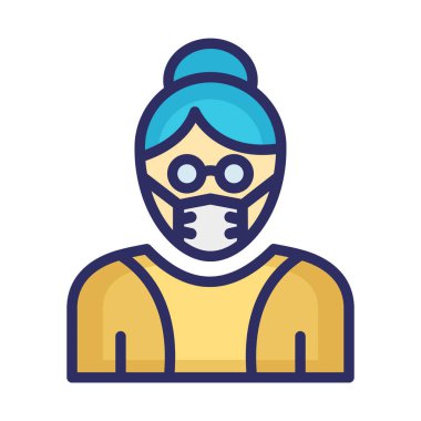 Kolayca düzenleyebilen ve düzenleyebilen Kadın Maskeli Vektör Simgesi