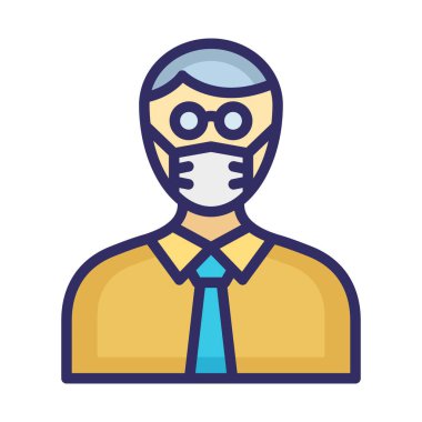 Genç Çocuk Maskeli Vektör Simgesi Kolayca değiştirebilir ya da düzenleyebilir