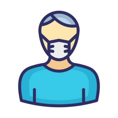 Genç Adam Maskeli Vektör Simgesi Kolayca değiştirebilir ya da düzenleyebilir