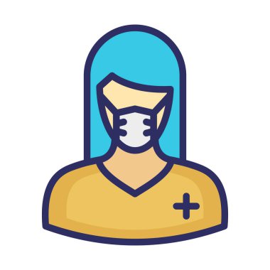 Bayan Doktor Maskeli Vektör Simgesi Kolayca düzenlenebilir ya da değiştirilebilir