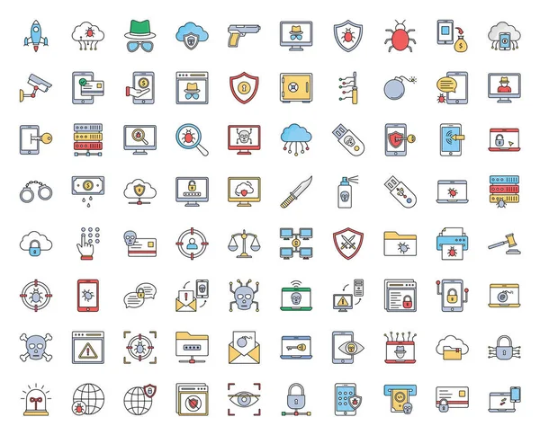 Siber Suçlar ve İzole Vektör simgelerinin hacklenmesi her bir simge kolayca değiştirilebilir veya düzenlenebilir