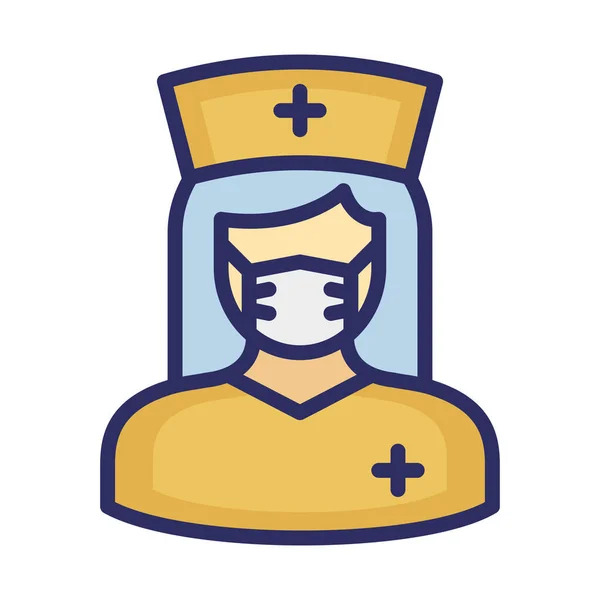 簡単に変更または編集することができますマスクベクトルアイコンを身に着けている看護師 — ストックベクタ