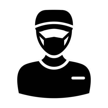 Teslimatçı Çocuk Maskeli Vektör Simgesi Kolayca değiştirebilir ya da düzenleyebilir