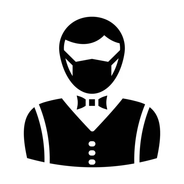 Waiter Wearing Mask Vector Icon Which Can Easily Modify Edit — Stock Vector