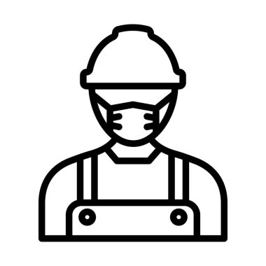 Yapı İşçisi Kolayca düzenleyebilen ve düzenleyebilen Maske Vektörü Simgesi Giyen