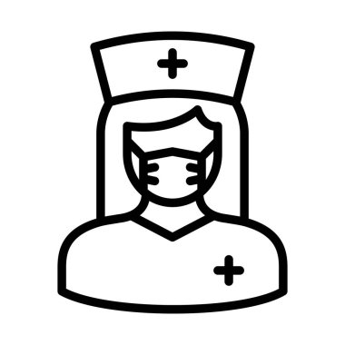 Hemşire Maskeli Vektör Simgesi Kolayca düzenleyebilen