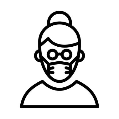 Genç Kız Maskeli Vektör Simgesi Kolayca değiştirilebilir veya düzenlenebilir