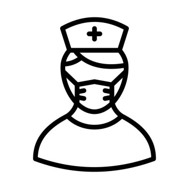 Bayan Doktor Maskeli Vektör Simgesi Kolayca düzenlenebilir ya da değiştirilebilir