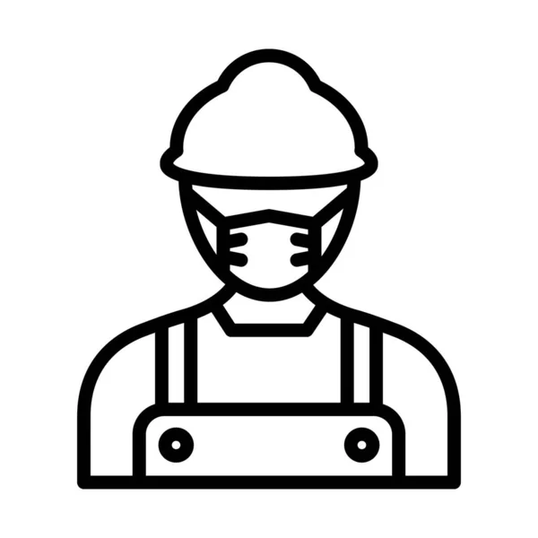 工人戴口罩矢量图标 可以很容易地修改或编辑 — 图库矢量图片
